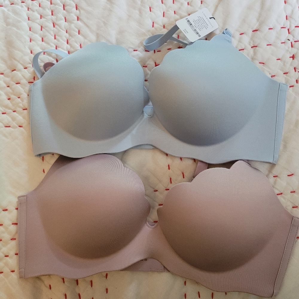 Molded Cup Bra Set Blue and Pink